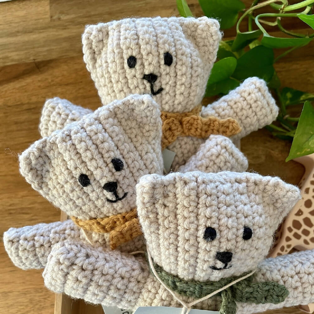 Beary Bear - Handmade Teddy with Mustard scarf