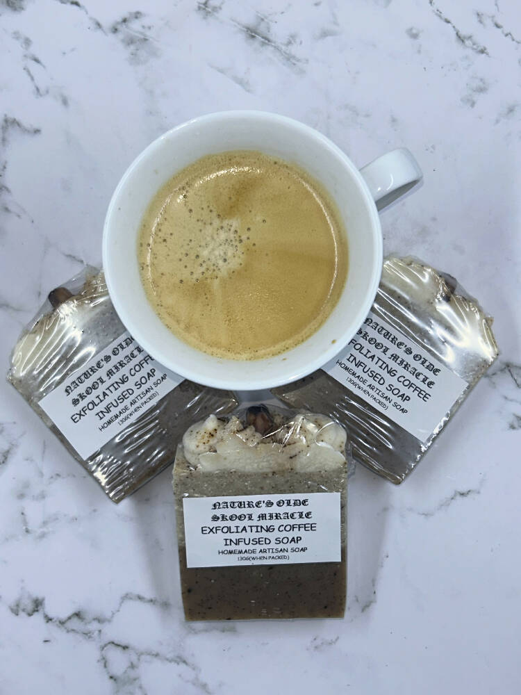 Exfoliating coffee infused soap