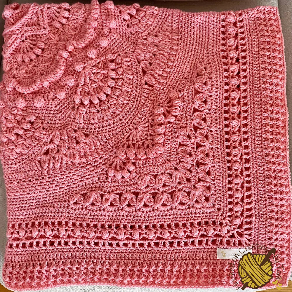 Blush ‘Baby Arcadia’ Heirloom Handmade Baby Blanket 100% Acrylic