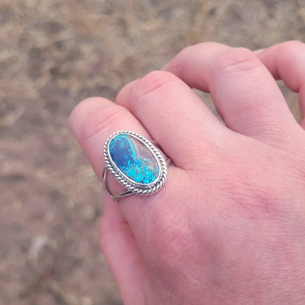 Sterling Silver Shattuckite Ring Size T