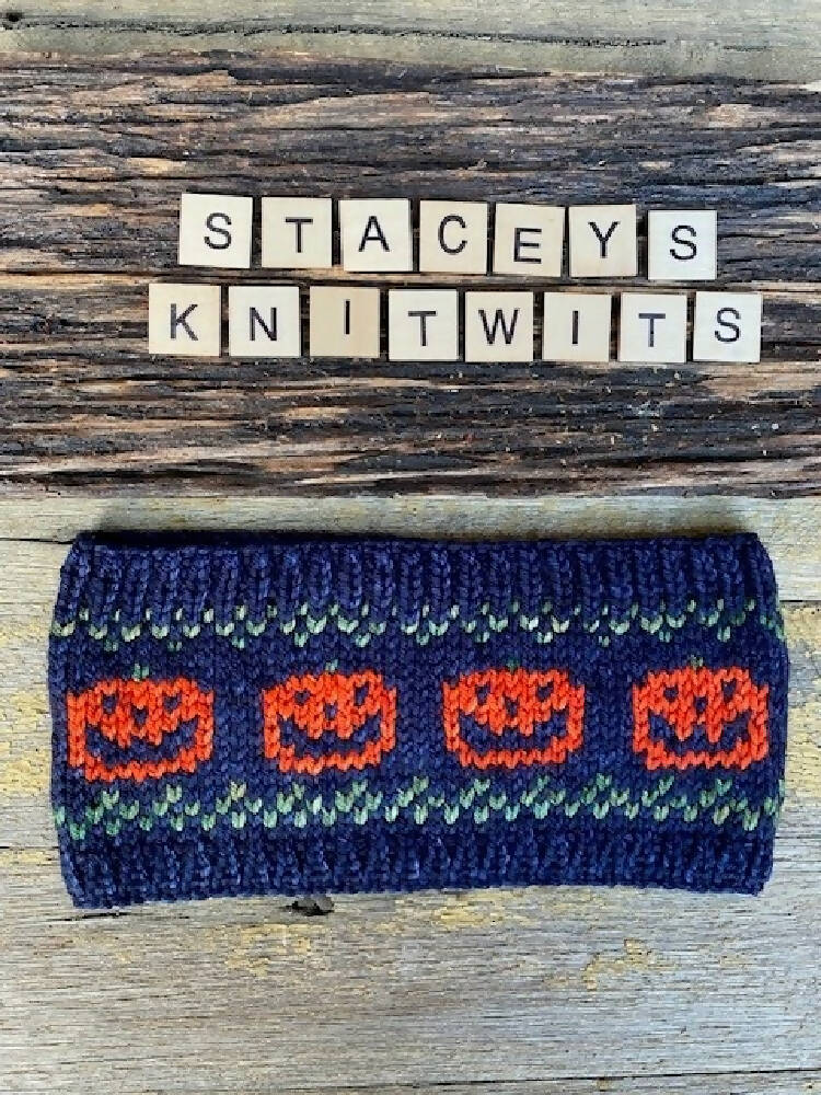 Halloween Headband, Earwarmers, hand knitted headband