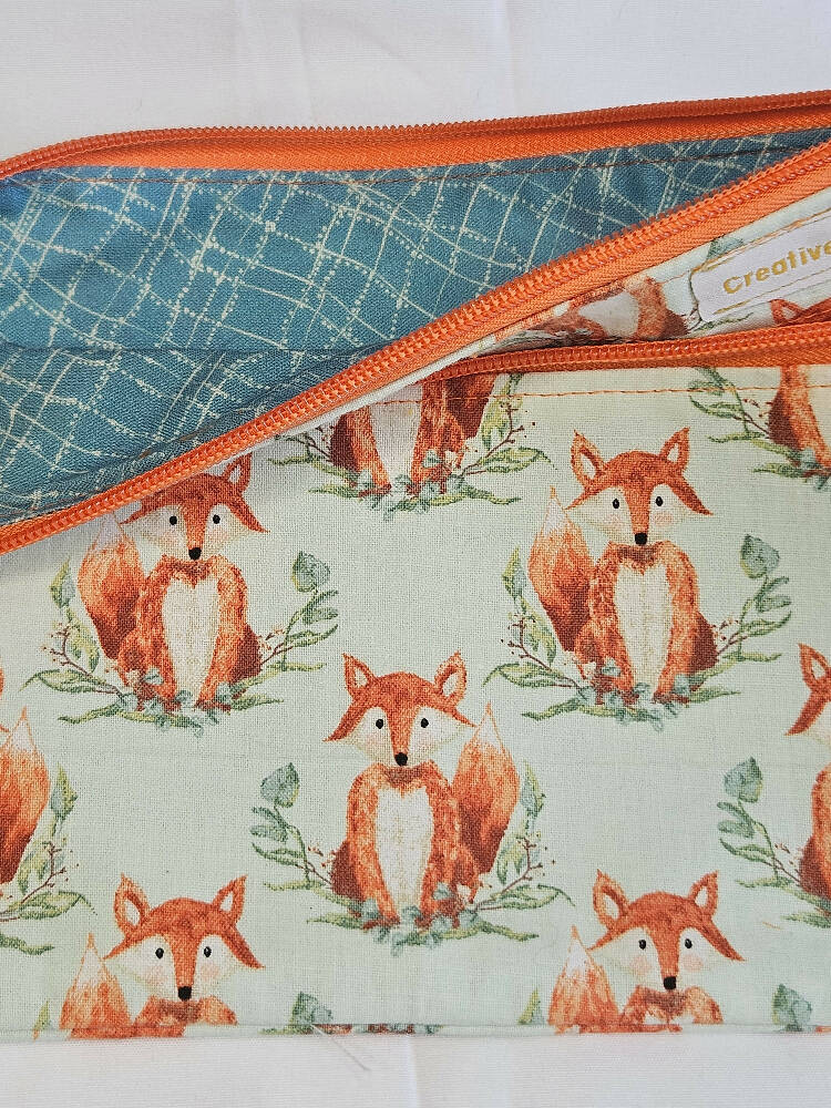 Foxy Loxy Double Zippered Pencil Case