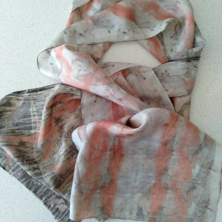 Silk scarf eco printed