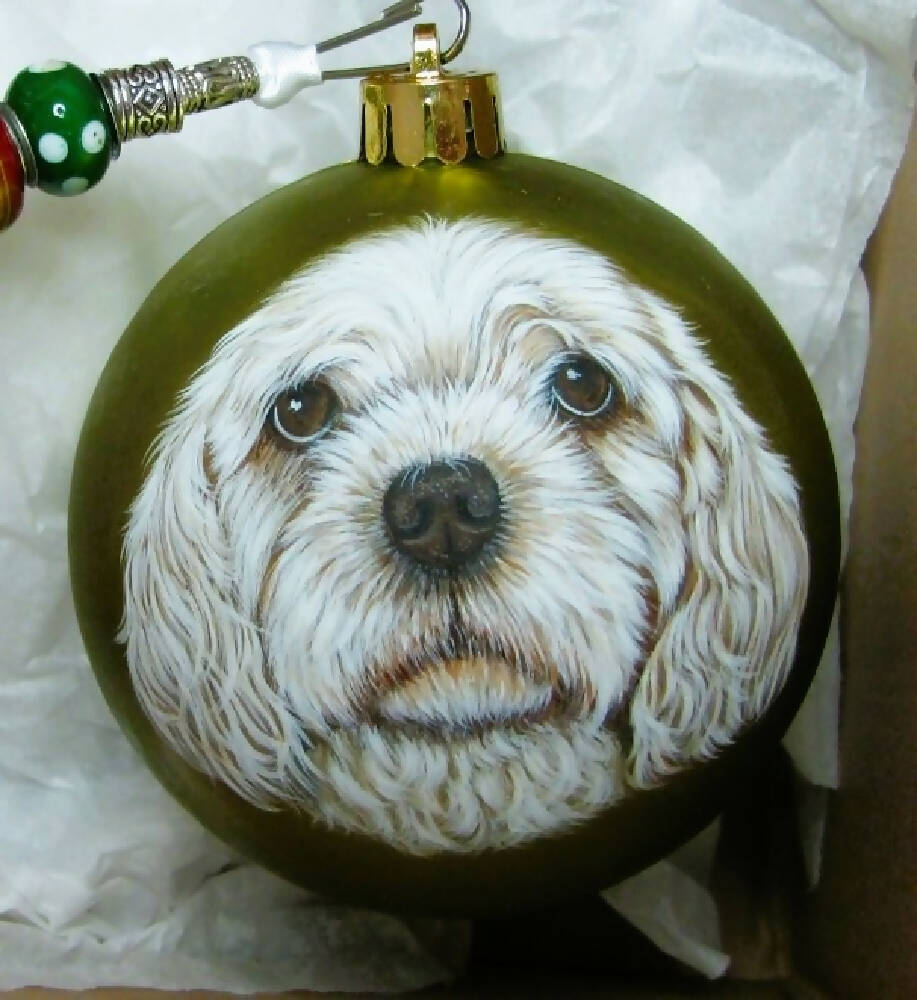 Christmas Bauble pet portrait hand painted