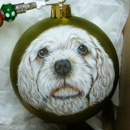 Christmas Bauble pet portrait hand painted