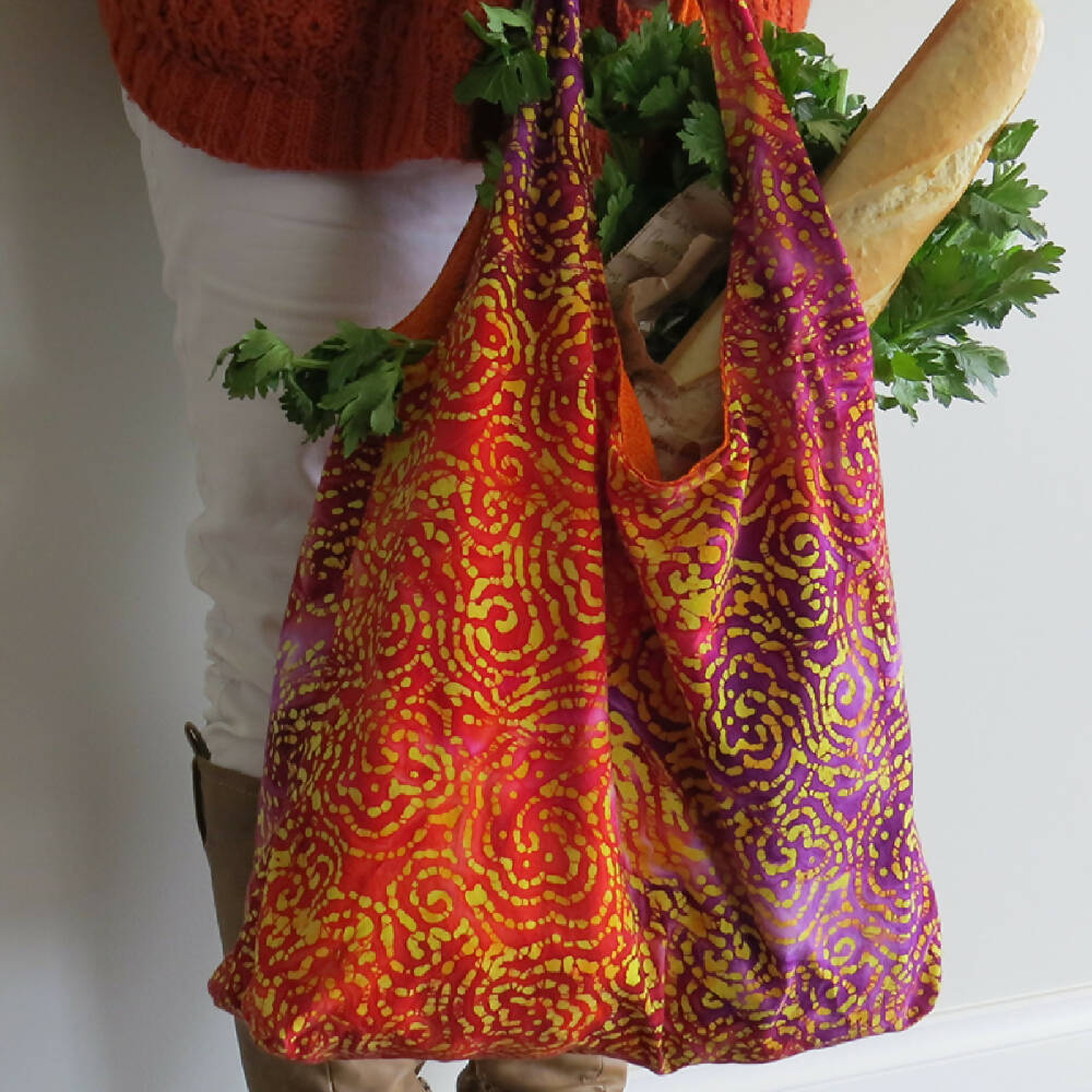 Market Bag, Tote, Carry All - Tie Dye Effect - Reversible