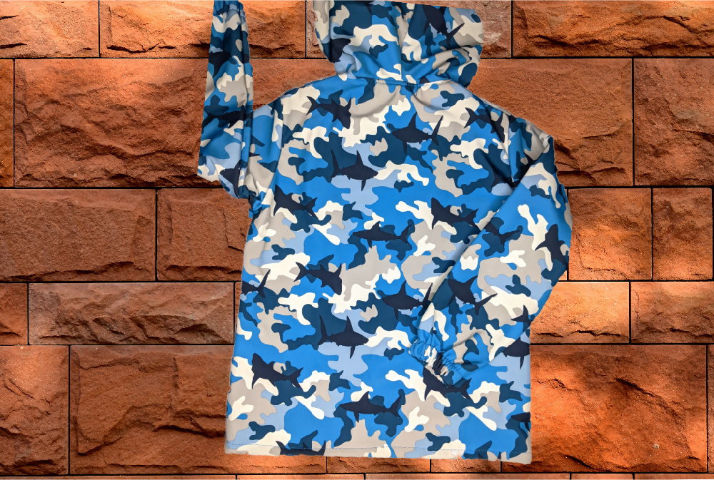 Boys Soft Shell Jacket, Shark Camouflage, Size 5, 6