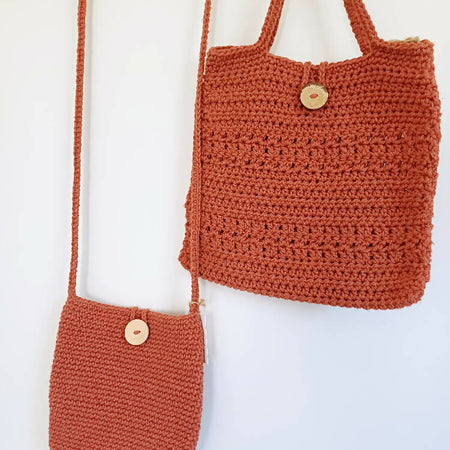 Crochet Bags in Brick Eco Cotton