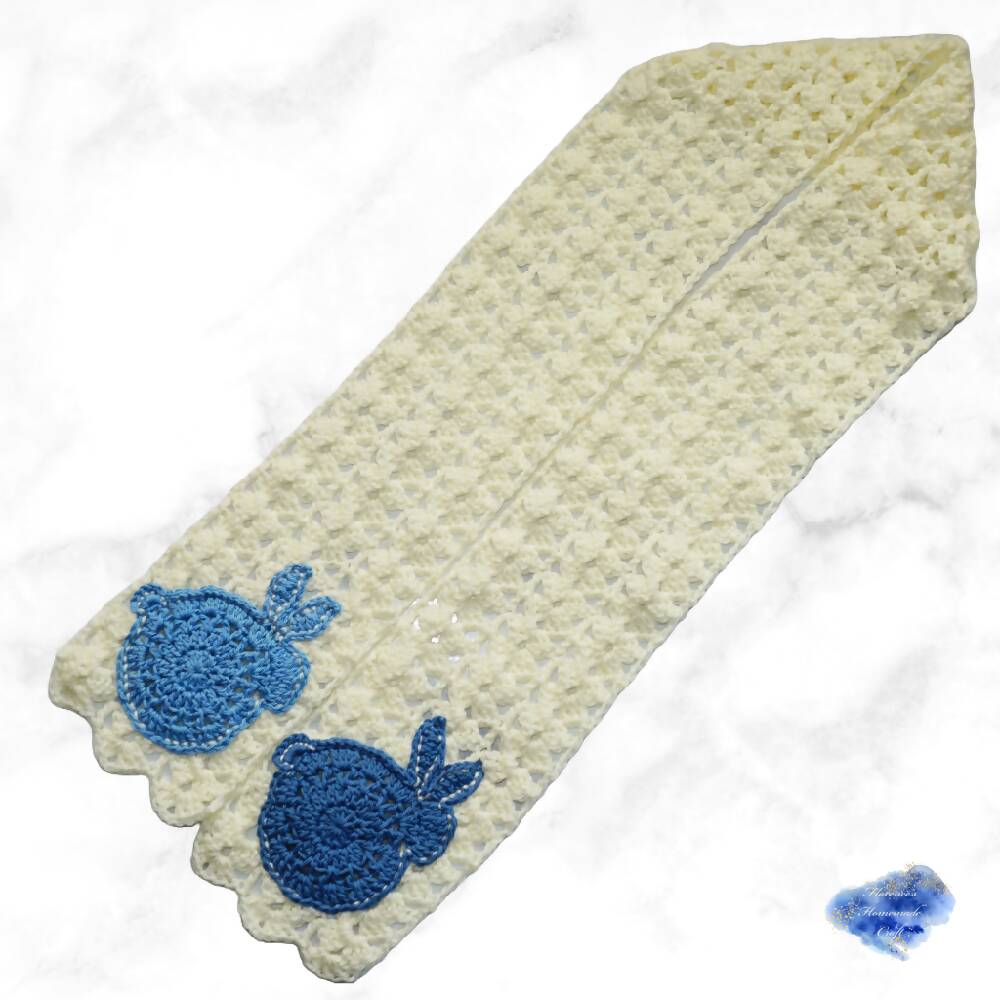 crochet kid scarf with Easter bunny applique
