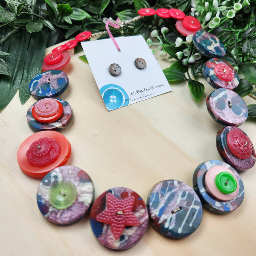 Button Necklace Resin Ocean Mermaid (2)