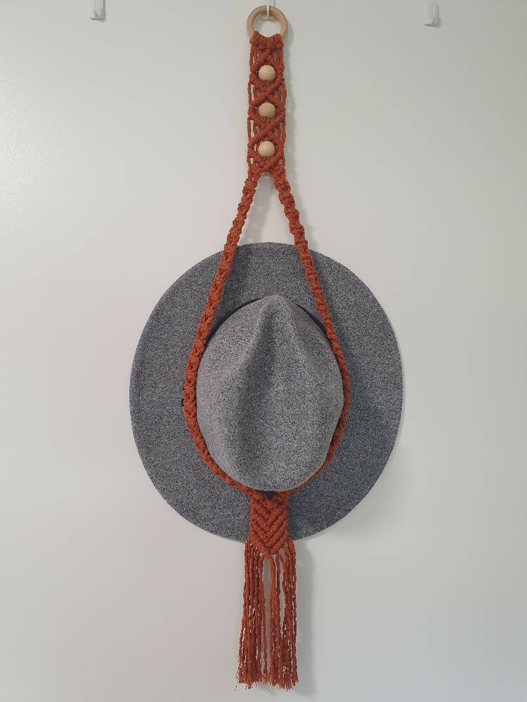 Macrame hat hanger