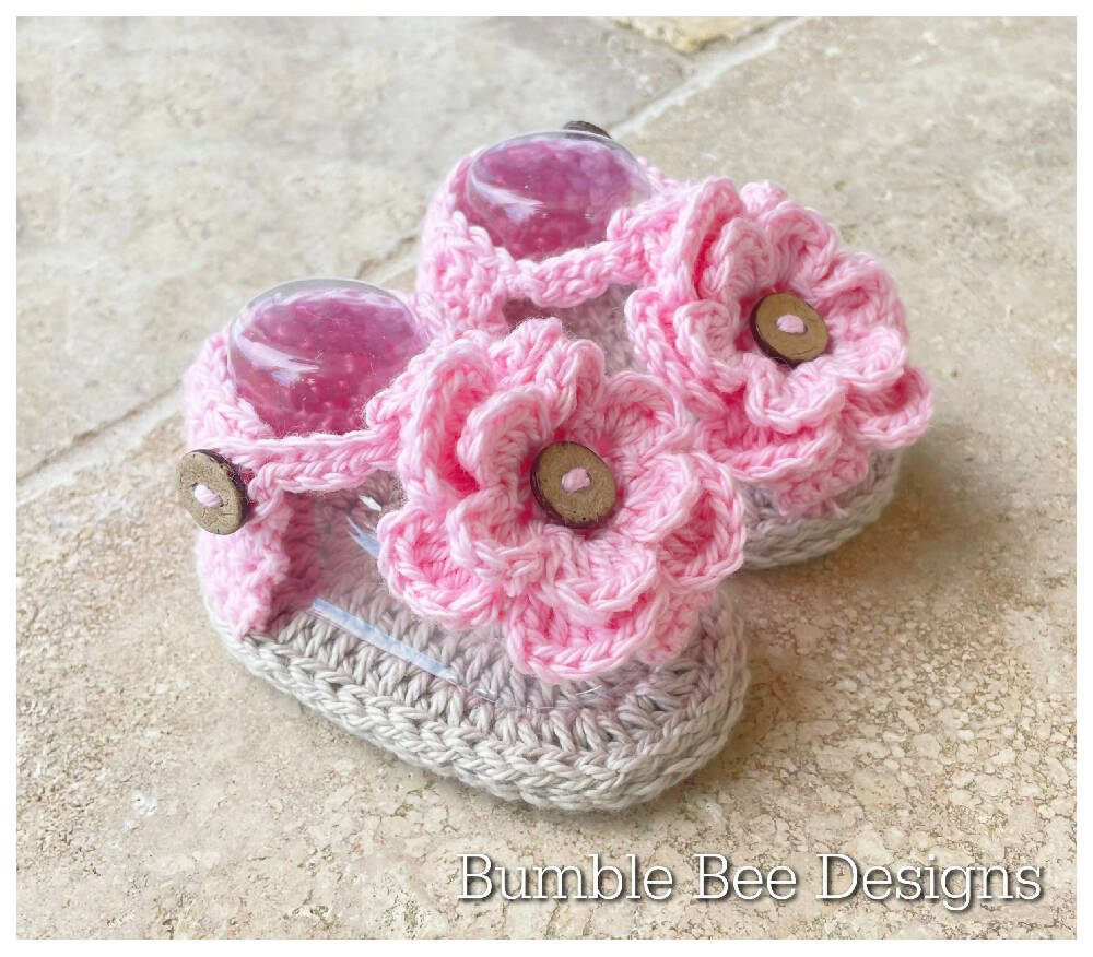 Crochet Flower baby sandals, baby shoes, 0-12 mths, Cotton sandals