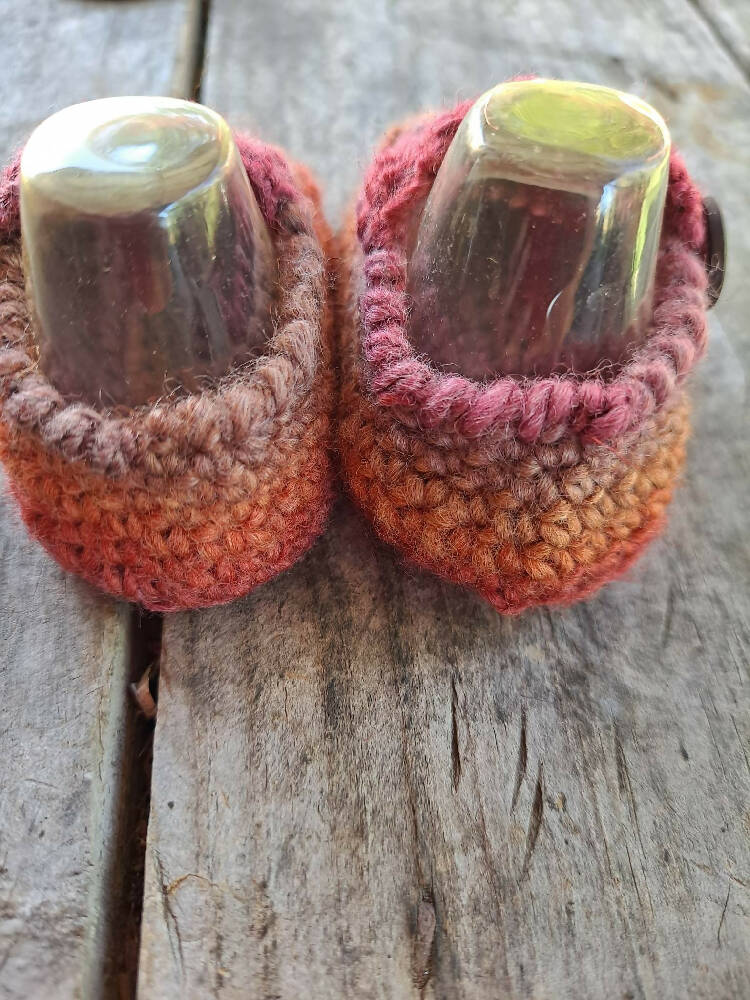 crochet baby shoes "happy feet" wool/soy yarn 10-11cm feet