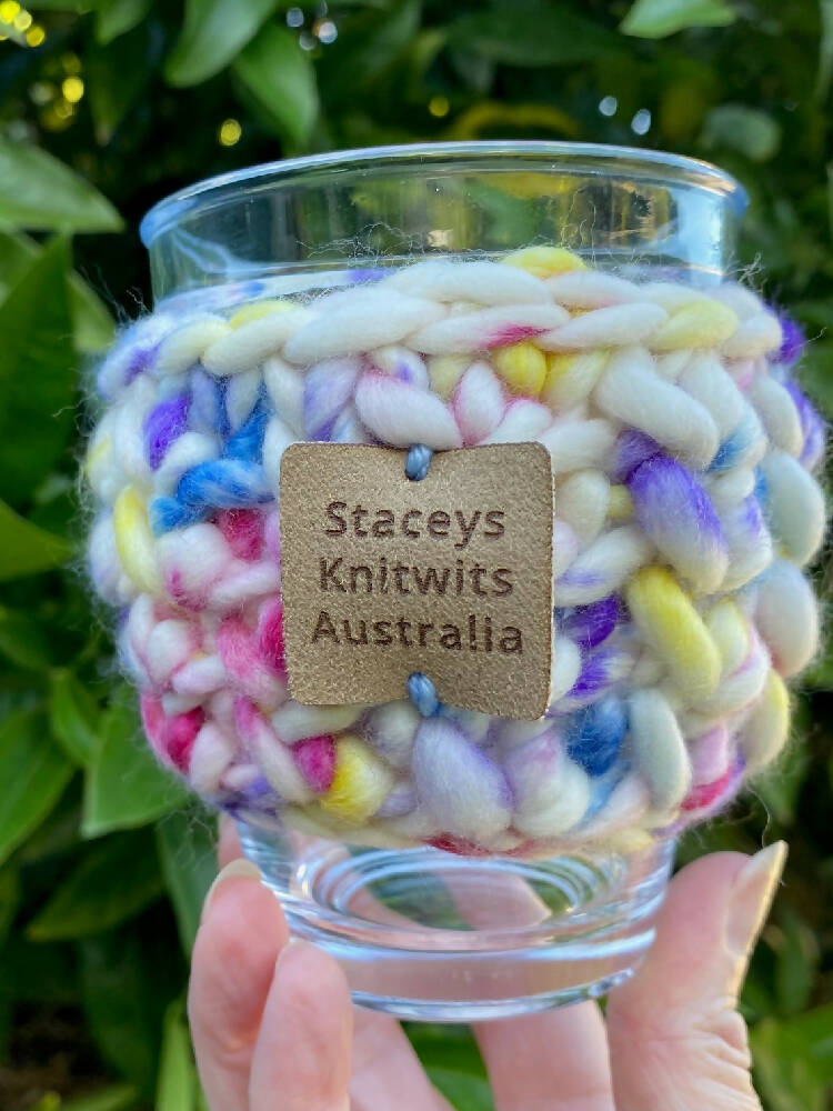 Hand Knitted Cup Cozy, Mug Rug, Cup Cozy, Keep Cup Cozy