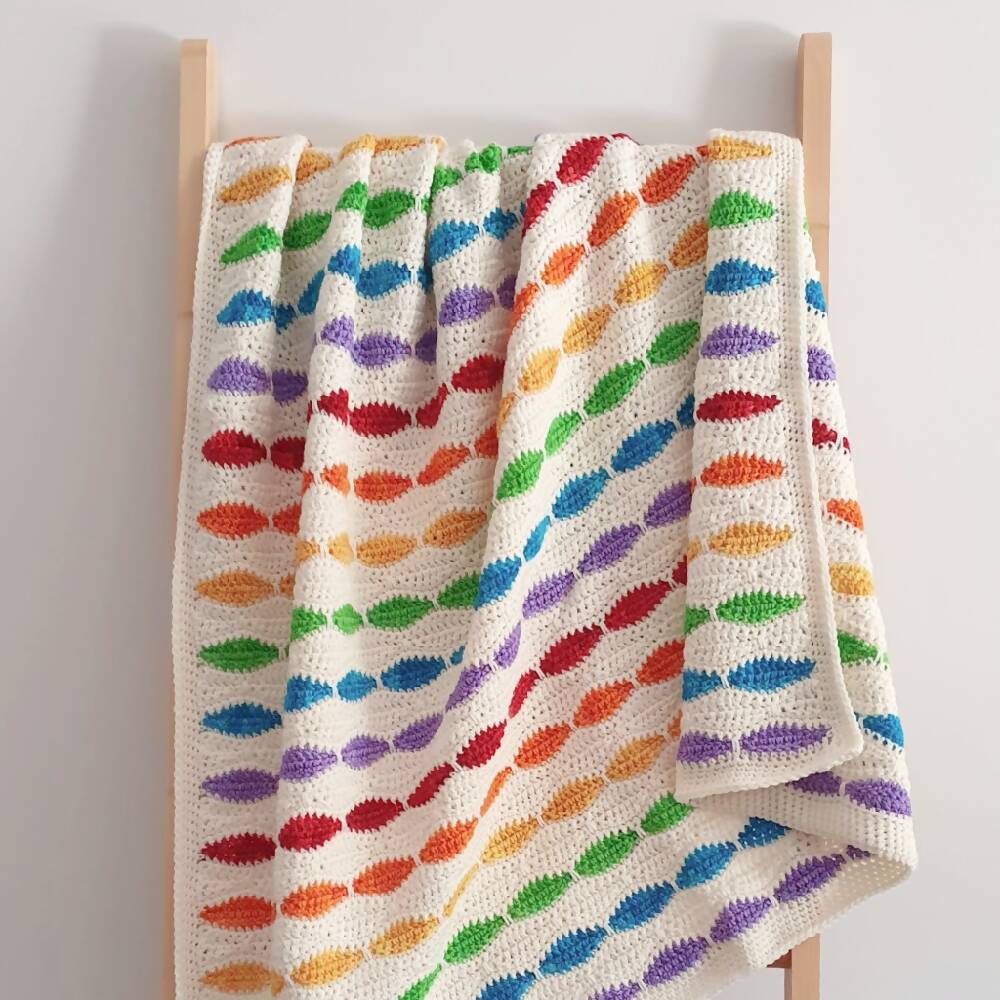 Baby Blanket hand dyed wool crochet rainbow child lap blanket