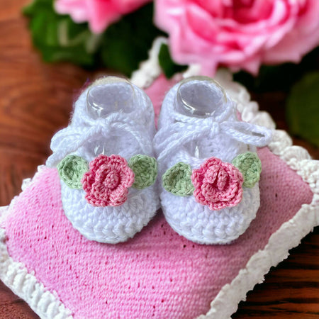 Crochet Baby Booties | Newborn Baby | Baby Shower | Photo Props |Rose Booties