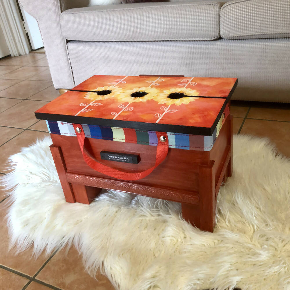 Yarn Storage Box, Orange Petals