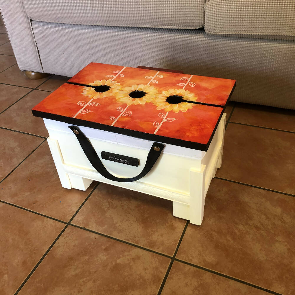 Yarn Storage Box, Orange Petals