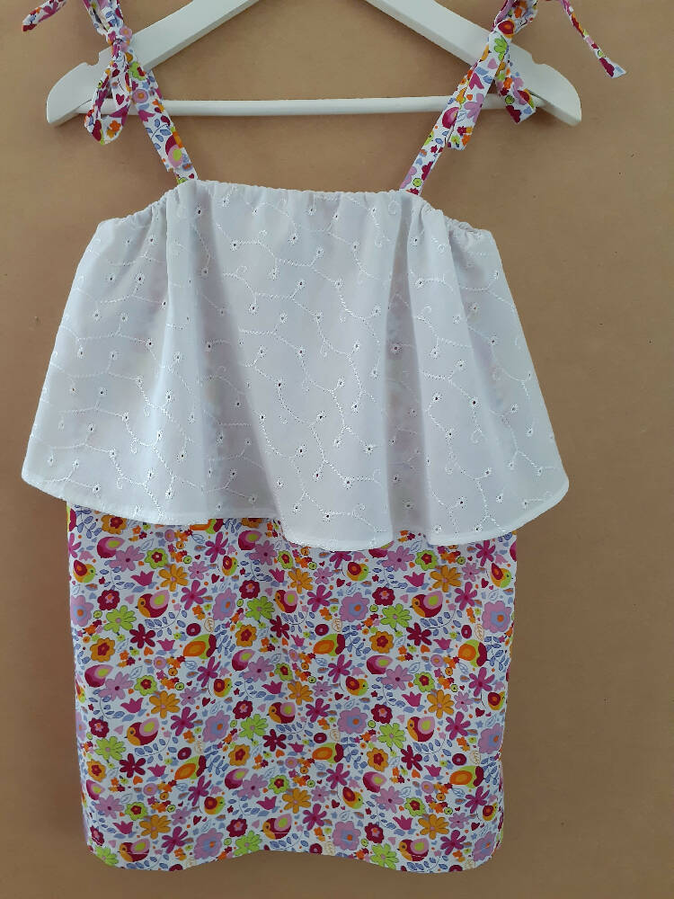 Child's Dresses in Bird & Flower Print. Available in 2 styles.