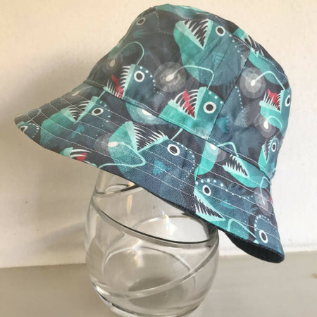 Summer hat in funky anglerfish fabric