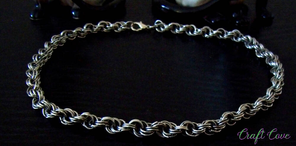 Necklace Chainmail made in double spiral pattern