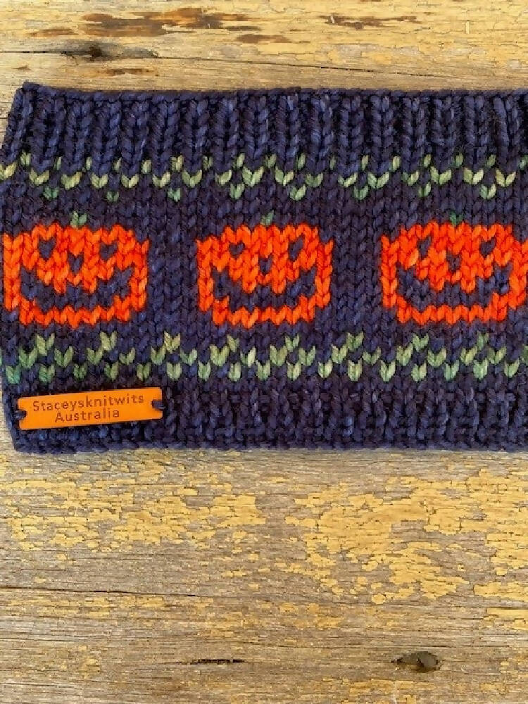 Halloween Headband, Earwarmers, hand knitted headband