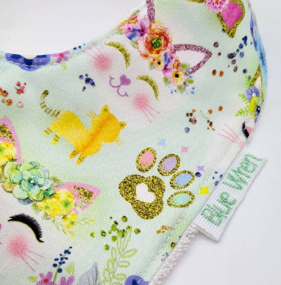 Baby Dribble Bib Gift Kitten Fabric