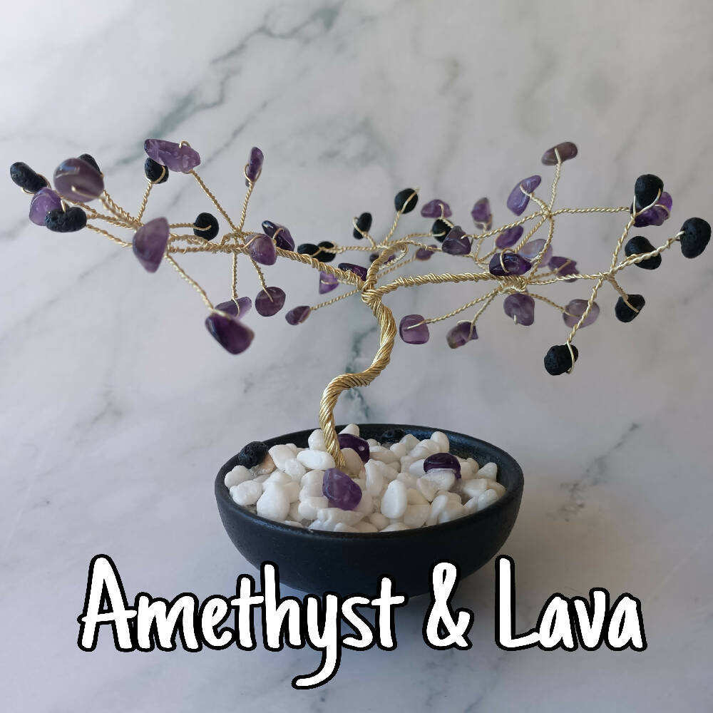 Amethyst and Lava Mini Gem Tree already made