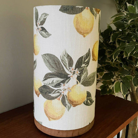 Handmade Cylinder Table Lamp - Linen Lemons