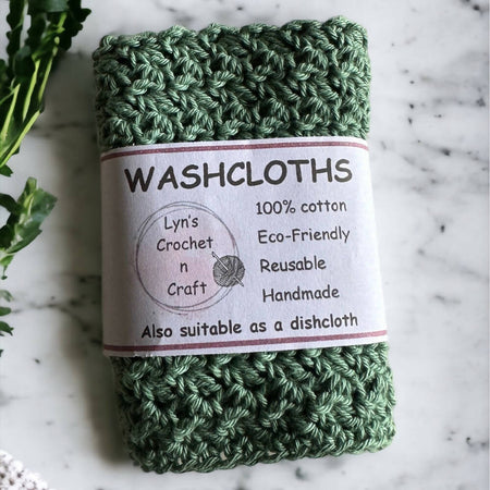 Crochet Cotton Washcloths - Greens - Soft and 100% cotton