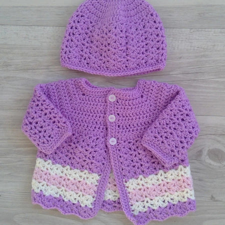 Baby Cardigan Matinee Jacket Beanie Crochet