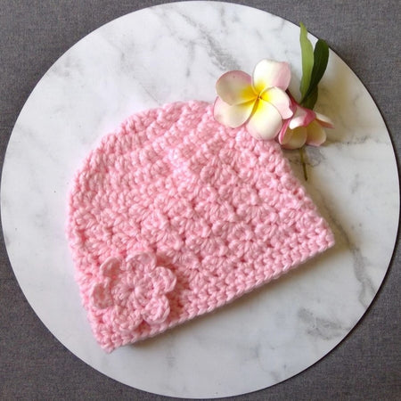 Girls/Toddler Beanie Hat Crochet Flower