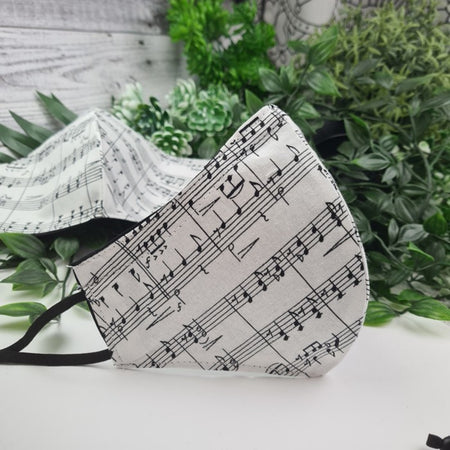 Mask - Music - Face Cover - 3 Layer Cotton Nose Wire Adjustable