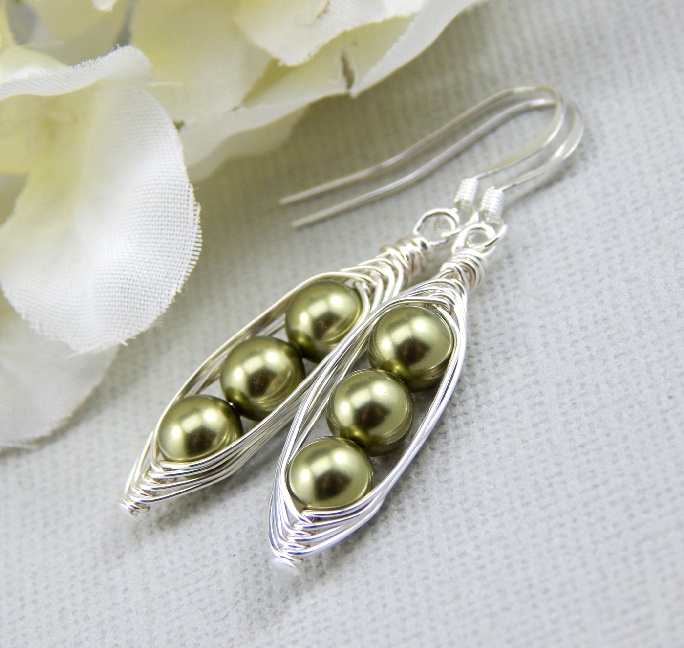 Three Peas in a Pod Gold or Silver Earrings