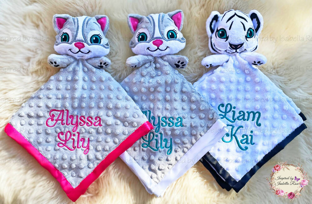 Baby comforter, Embroidered name, Panda themed Ruggybud, Made to order