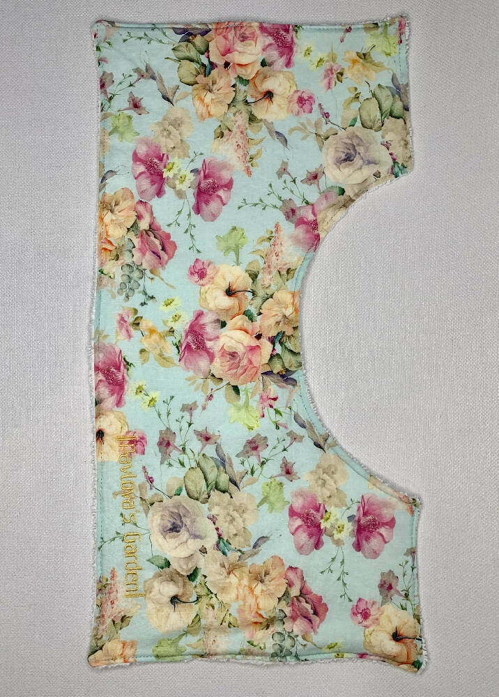 Bib & Burp Cloth Set - Floral on Teal