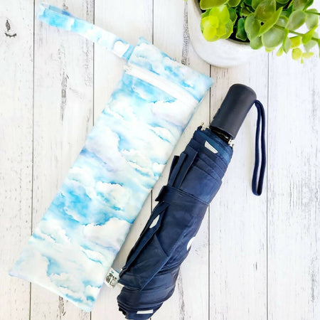 Umbrella Bag, Waterproof Reusable Zip Bag, Clouds, White Zip