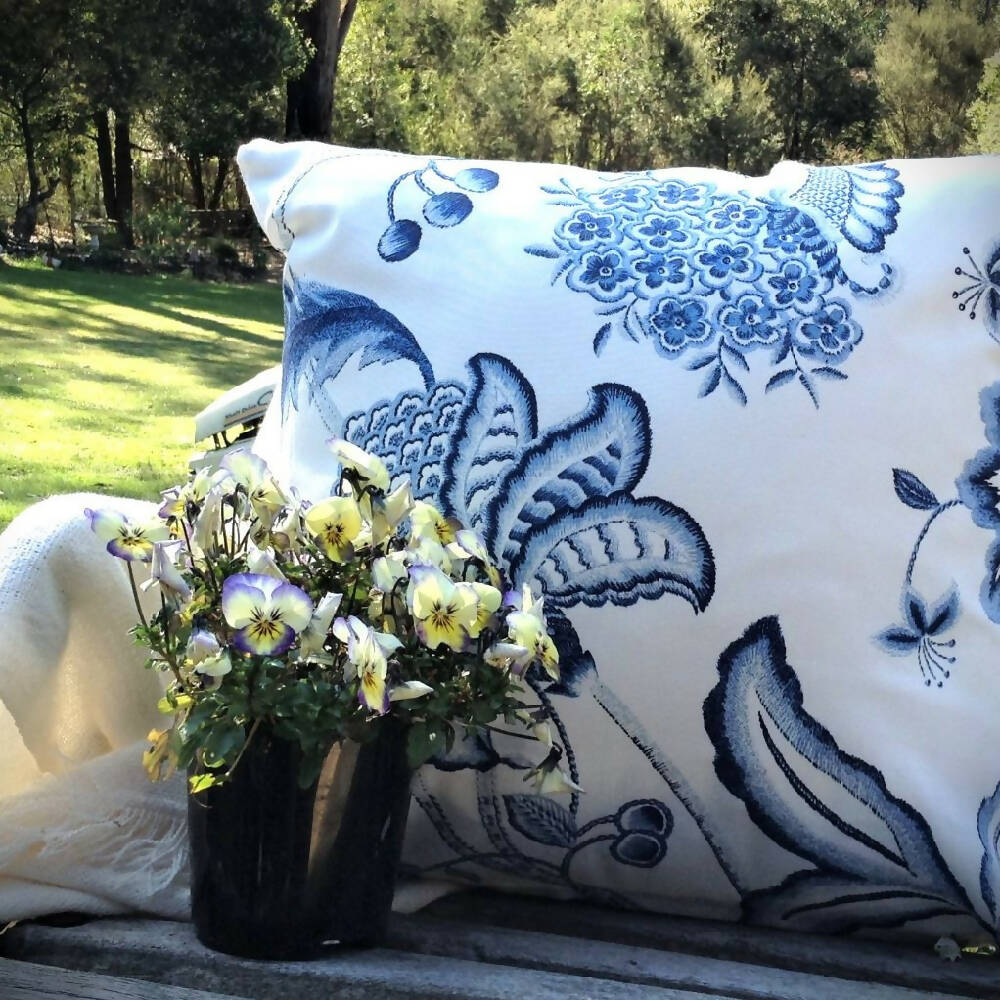 Blue Floral cushion cover-Hamptons style