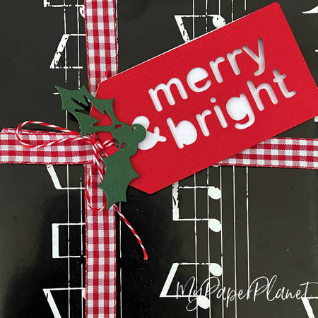 Merry & Bright. Christmas gift tags with Holly Leaf.