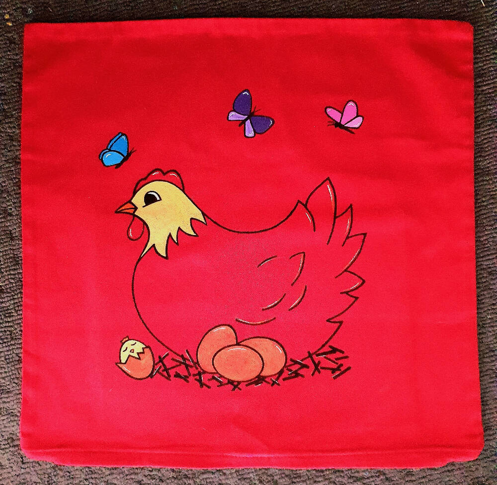 Red Hen cushion cover
