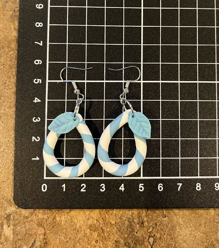 Blue candy pear dangle earrings