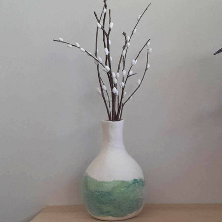 Green Watercolour felted vase