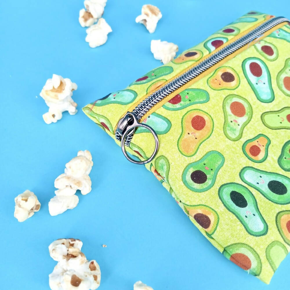 Snack Bag (Reusable) - Kawaii Avocados on Green