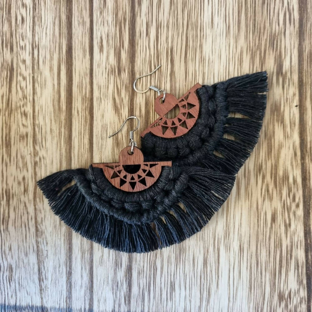 Macrame Fan Earrings