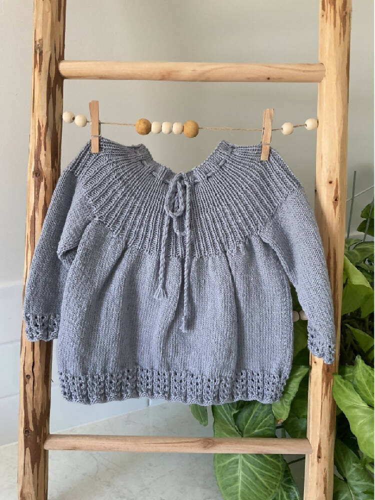 Circular Yoke Top in Grey, Size is 12 months