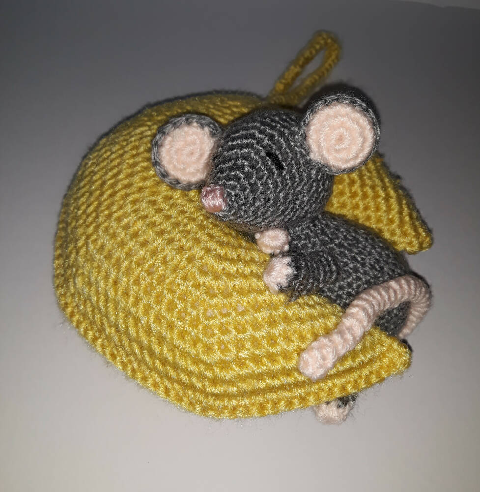 SALE Handmade crochet mouse moon baby mobile