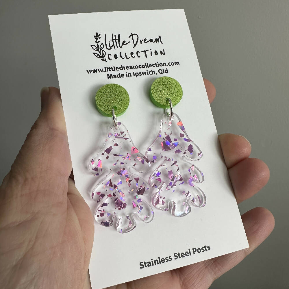 Glitter Acrylic Earrings Coral