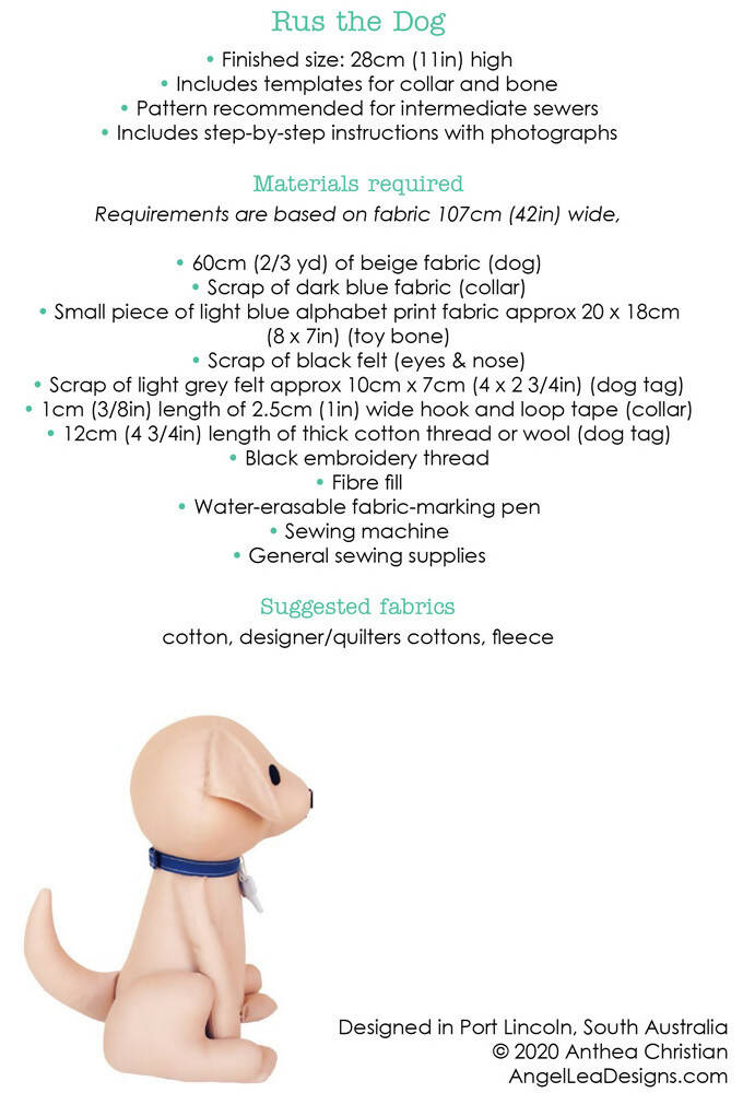 Dog Stuffed Animal PDF Sewing Pattern