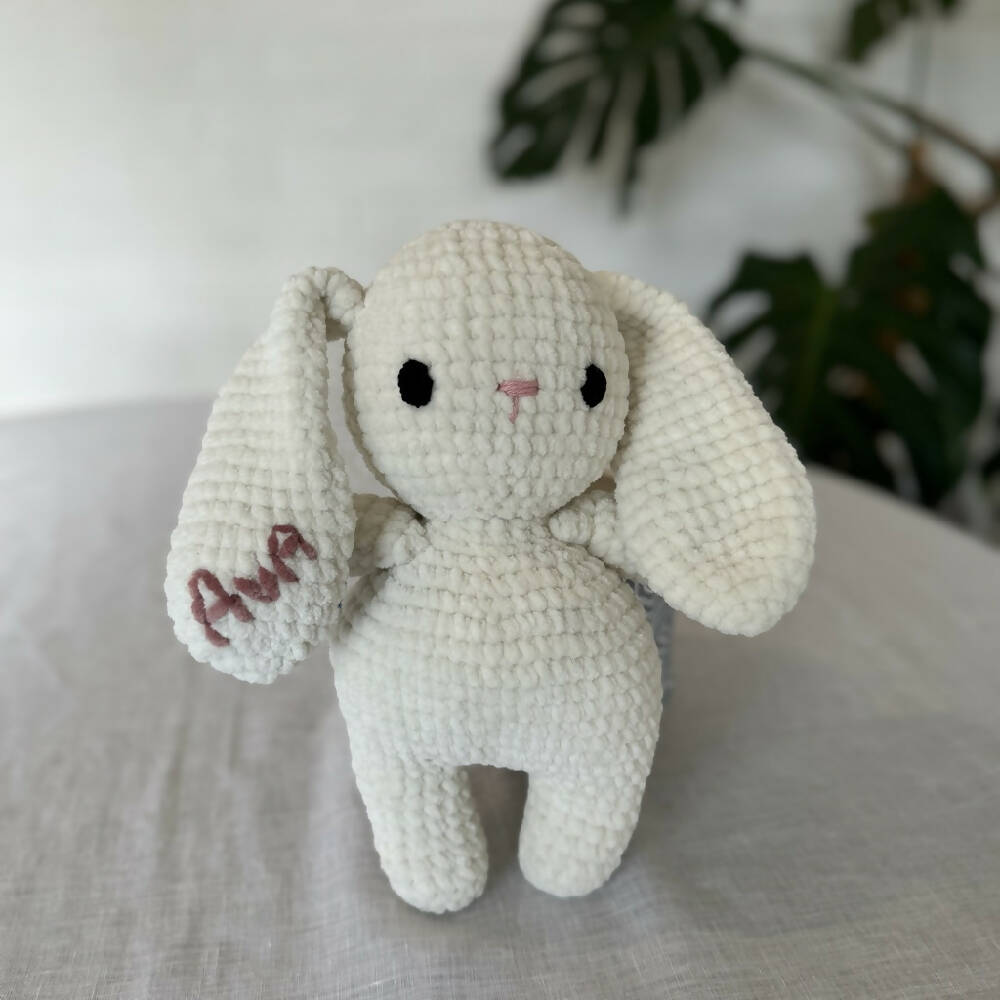 Bunny, Plush Soft Toy Personalised with hand embroidered name
