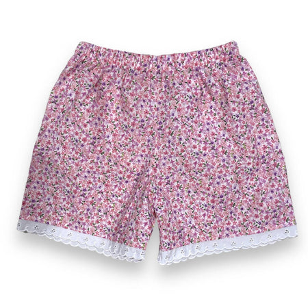 Pink Flowers Cotton Shorts